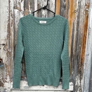 Sonoma Cable-Knit Crewneck Sweater in Dusty Green